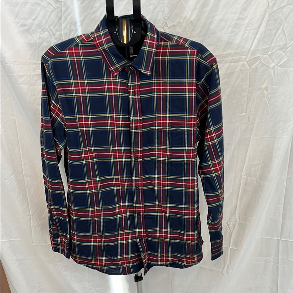 Place Blue and Red Button Down Shirt with Classic Plaid